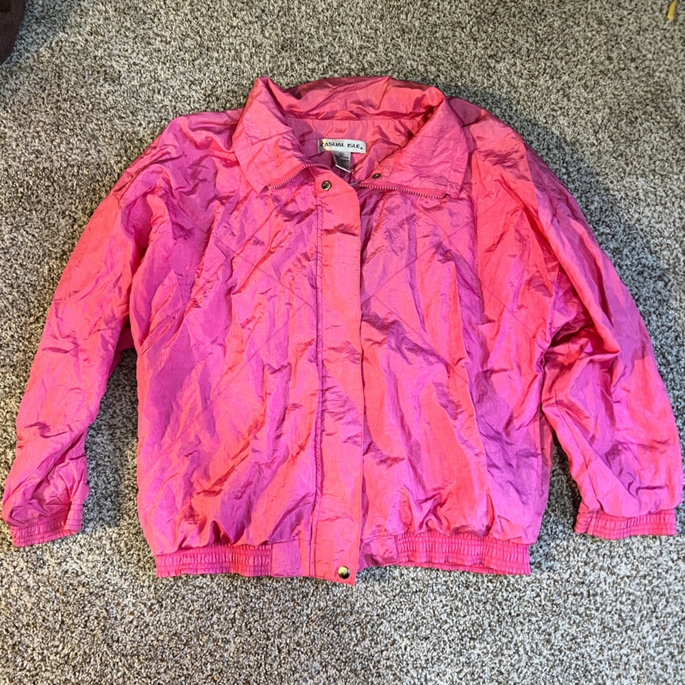Casual Isle VINTAGE Hot Pink Windbreaker Bomber Jacket